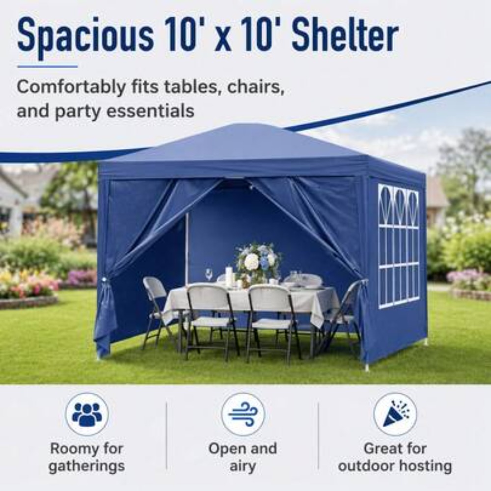 Outdoor Adventure Tent - Tonnelle escamotable 10x10 avec parois latérales