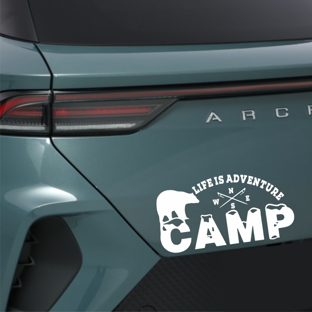 Autocollant de voiture de camp - Outdoor Adventure Words avis et prix